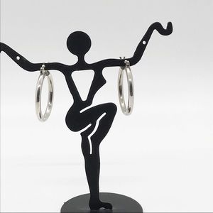 7/8” Thick Silver-Toned Hoop Earrings, EUC